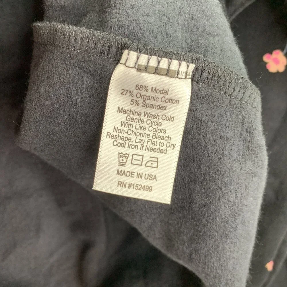 Amour Vert Ebele Floral Printed Luxe Fleece Sweatshirt Top Black Size XL NWT - Picture 8 of 8